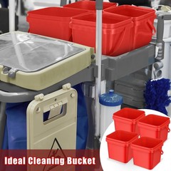 Jingmore 4 Pcs Plastic Bucket 5 Quart Square Utility Small Pail Red