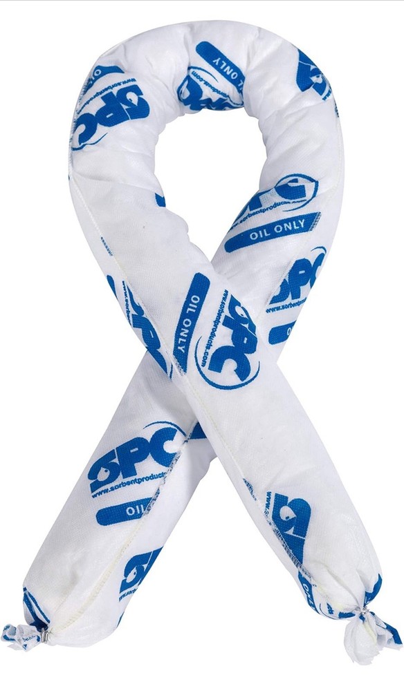 12 Pack SPC Brady Oil412 Aborbent Sock Oil Only 12 Gal, 3” X 4’ FT, White
