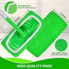 ZHAYAO Reusable Microfiber Mop Pads Compatible with Swiffer Abb-green 3 Pack