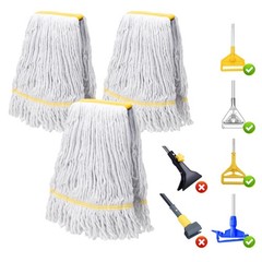 KeFanta 3 Pack Heavy Duty Commercial Mop Head Replacement,Wet Industrial Cott…
