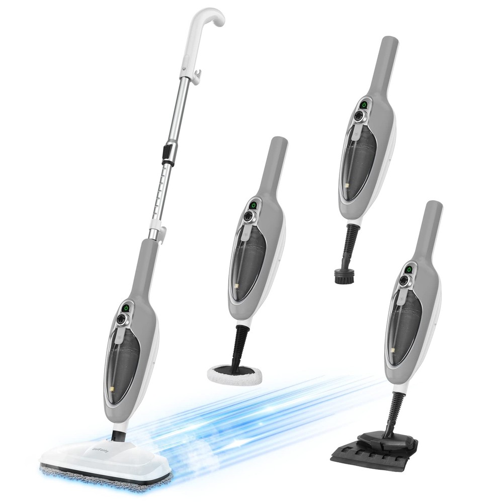 Steam Mop – 10-in-1 MultiPurpose 13.3×6.3×44.7 inches, White&Grey-Steam