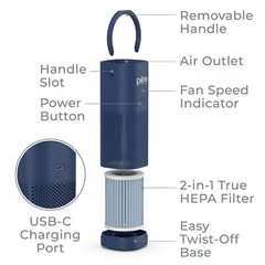 Pure Enrichment PureZone Mini Portable Air Purifier – Cordless True HEPA Filt…