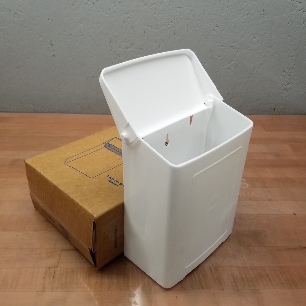 ULine H-2597 Sanitary Napkin Receptacle, Wall Mount, Plastic, White – NEW