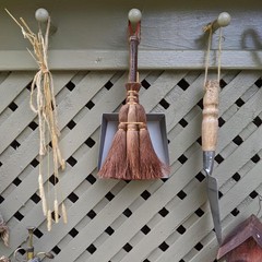Mini Metal Dustpan and Brush Set, Natural Hand Broom, 2 Piece Gray