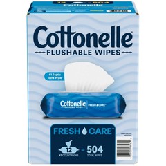 Cottonelle Freshcare Flushable Wipes, 12 ct., 504 wipes 126.90 square feet total
