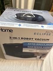 iHome iHRV11-BLK AutoVac Eclipse Pro 3-in-1 Robot Vacuum and Vibrating Mop New