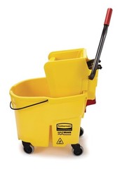 35Qt Mop Bucket & Side Press Wringer Combo on Wheels Heavy Duty Yellow