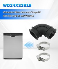 WD24X33918 Dishwasher Circulation Pump To Sump Elbow Hose With Clamps Black