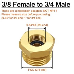 Joywayus 2PCS 3/4 GHT Male to 3/8 Compression Female, Brass