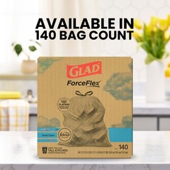 Glad Forceflex Tall Kitchen Trash Bags 13 Gallon Fresh Clean 140 Count Package