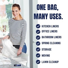 Plasticplace 32-33 Gallon Trash Bags 0.7 Mil White Garbage Can Liners 33 X 39