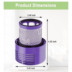 Bvhonwe V10 Filter Replacement for Dyson SV12 SV27 2 Pack Purple NEW 969082-01