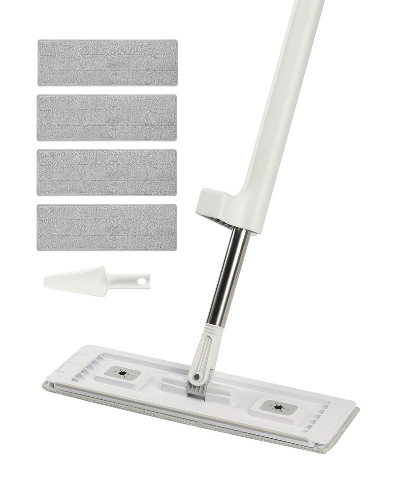 Uimoso Microfiber Flat Mop with 4 Mop Pads Flat Mop for Dry and Wet Floor