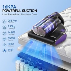 Cleera Mattress Vacuum Cleaner 600W 16Kpa Corded Bed Vacuum 140F Hot Air Filter