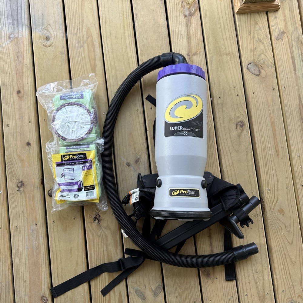 ProTeam Super QuarterVac Commercial Backpack Canister Vacuum SQV-100 Working