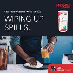 24 Small Rolls WypAll L30 White Wipes: 70 Wipes per Roll, 11″ x 10.4″ Each Sheet