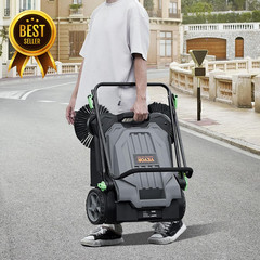 Manual Walk-Behind Floor Sweeper 25.6 Inch 5 Gallon Dust Bin Folding Handle
