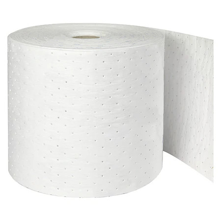 Condor 436M84 Sorbent Roll, 24 Gal, 15 In X 150 Ft, Oil, White, Polypropylene