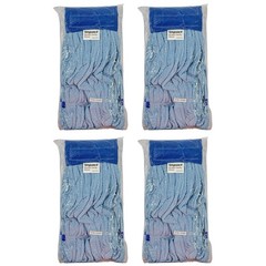 Rubbermaid 60” Slide Mop Wood Handle + 4x IMPACT Medium Microfiber Tube Mop Blue
