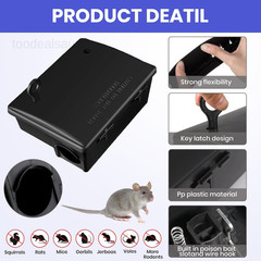 12 Pack Key–Required Rat Bait Stations & Mouse – 6 Large black