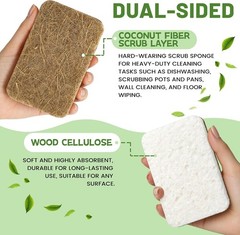 12 Count Plant-Based Kitchen Spons, postable Cellulose Spon,