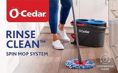 O-Cedar RinseClean Microfiber Spin Mop & Bucket Floor Cleaning System with 4