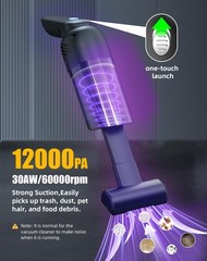 Handheld Vacuum Cordless, Car Portable Cordless with 12000PA Gray