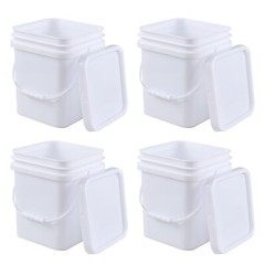 Cand 5 Gal Heavy Duty Plastic Bucket Containers W/ Sealed Lid Food Grade 4-Packs