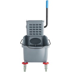 Restaurant Janitorial 26 Qt. Grey Mop Bucket and Side Press Wringer Combo