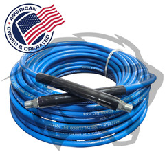 1/4″ x 100′ Blue Carpet Cleaning Solution Hose 3000 PSI Steel Braided
