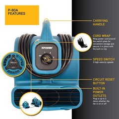 Air Mover 138W 600 CFM Centrifugal Carpet Dryer Stackable P-80A XPOWER