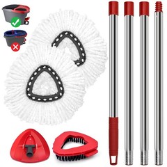 Spin Mop 1 Sets Stainless Steel Handle + 2 White Heads + 1 Base + 1 Brush