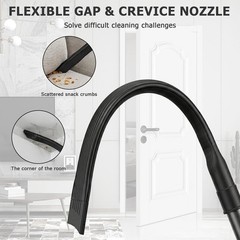 25″ Flexible Vacuum Crevice Tool Attachment, Long Flat Slot MIDLE, Black