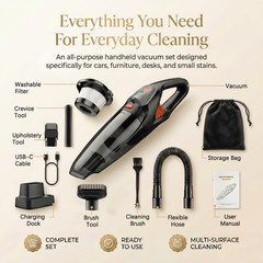 Handheld Vacuum Cordless, 25000Pa Powerful Suction Car Portable Orange