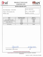 4×1 gal. Fisher 19-546-925 VAL SHC025.25 HYPO-CHLOR 5.25% Sodium Hypochlorite