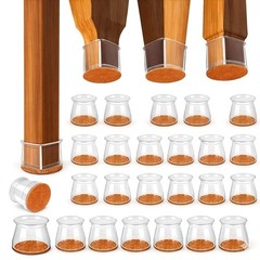 Chair Leg Floor Protectors 24 Pack – Silicone Furniture Caps with Black