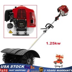 52cc 1.25kw Gas Power Nylon Brush Broom Sweeper Grass Driveway Turf Snow Clean