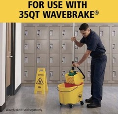 WaveBrake Mop Bucket 4.5 Gal Square Durable Dirty Water Web Molded Plastic Red