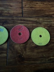 Cyclone wet polish pad 5″ 100 grit, Recon pad. 200 Grit, Xpeed pad 800 grit, +1