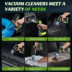 JiocoVino Cordless Car Vacuum Portable -Handheld Cleaner Green