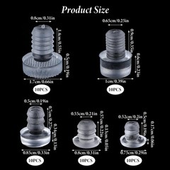Jeffdad 50 Pcs Glass Table Bumpers – 5 Size Clear 0.31 inch, Transparent