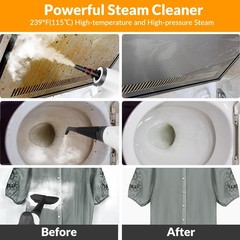 Handheld Pressurized Steam Cleaner with 12 pcs Accessories, Small, Deep Gray