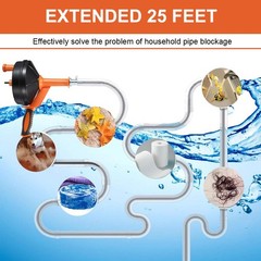 Drain Auger, Clog Remover 24.606 feet long with a 3-inch diameter, Orange