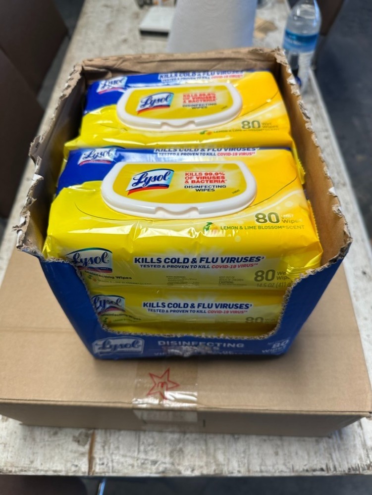 Case of (6) 80ct Flat Packs Lysol Lemon & Lime Blossom Scent Disinfecting Wipes