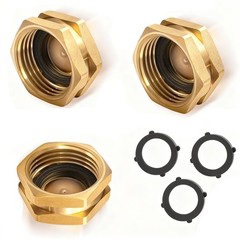 3 Pack garden hose caps with Washers, Brass Spigot Cap, 0.75 Inch, Golden