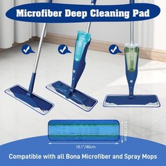 FURCIELOS 12 Pack 18 Inch Deep Cleaning 12 Mop, Blue