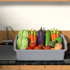 Idotry 32 Liter Large Plastic Bus Trays, Commercial Bus Tub Box Set of 4, Grey