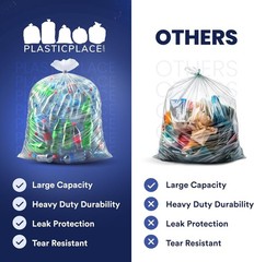 Plasticplace – W55Ldc2 55-60 Gallon Trash Bags 2 Mil Clear Heavy Duty Garbage