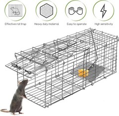 2PCS Collapsible Metal Rat Cage for Home Shop Garage Farm Office Pest Trap