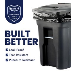 Plasticplace 64-65 Gallon Trash Can Liners for 50 Count (Pack of 1), Black